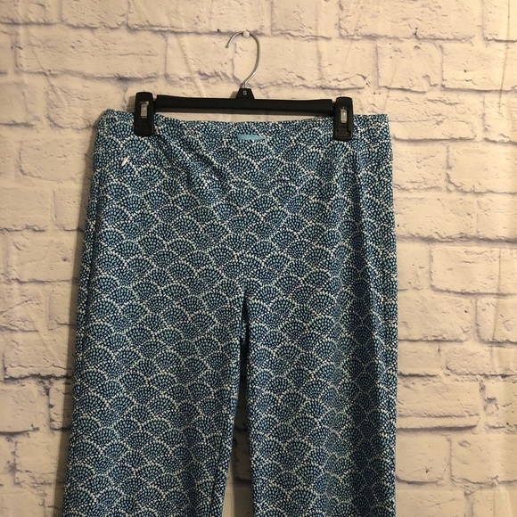J. McLaughlin Carmel Pants In Fanned Blossom Catalina Cloth Sz M Blue Coastal - Picture 5 of 11